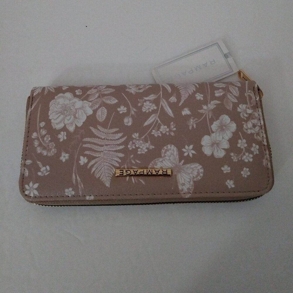 Rampage Beige Floral Zip around Wallet